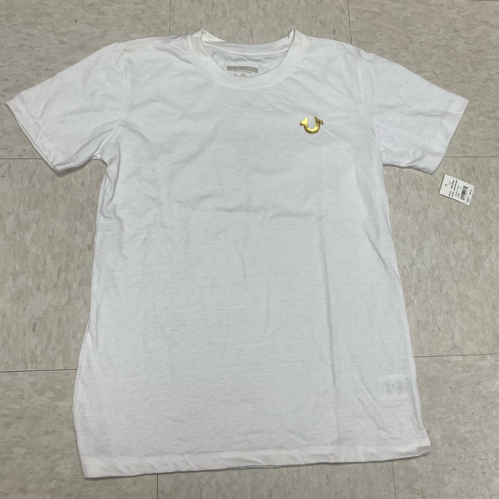 True Religion White T-Shirt with Gold Logo